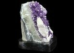 Amethyst Cluster with Calcite On Wood Base #66698-2